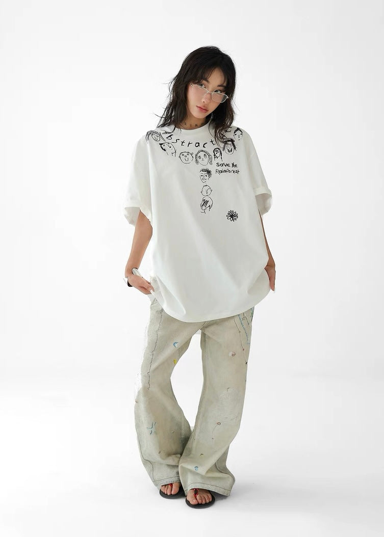 Hand Painted Cartoon T-shirt / AS1314