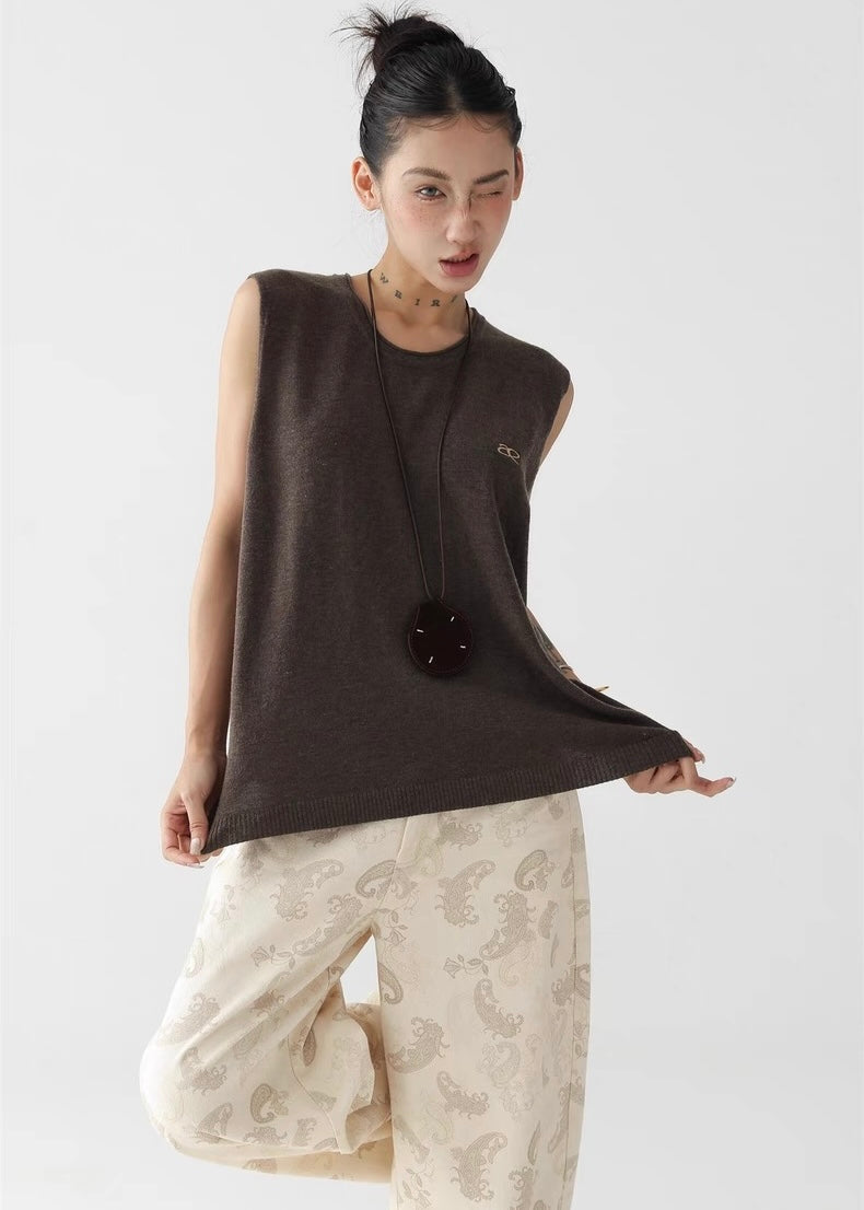 Simple loose knit vest top / AS1280