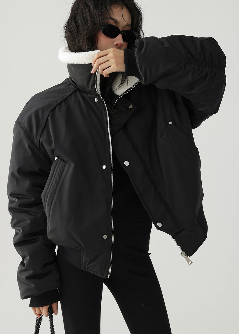 padded stand collar jacket / AS1159
