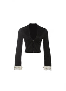 ジッパーフリルクロップドジャケット / vo1263