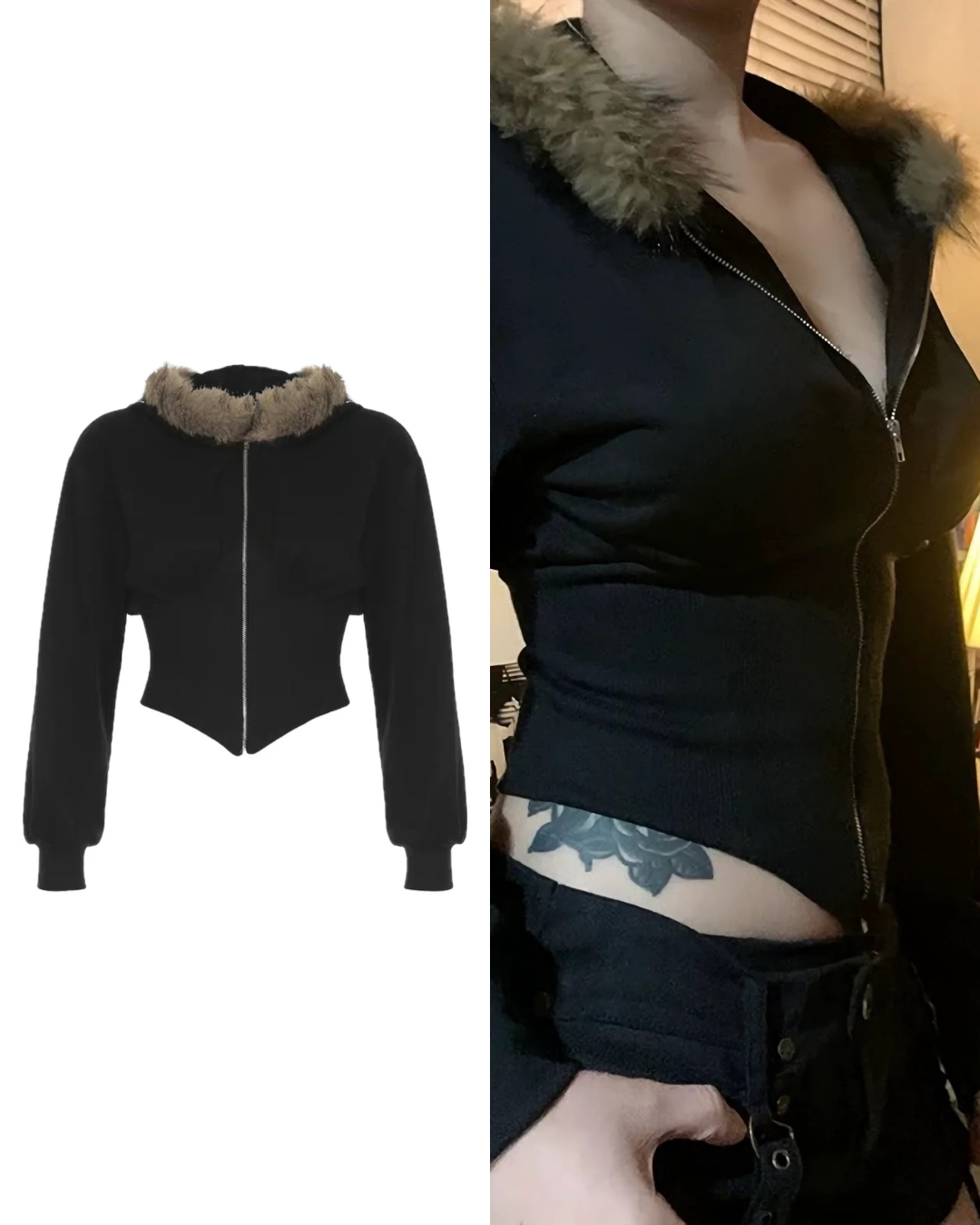 ファーフード付きジップパーカー / vo1285