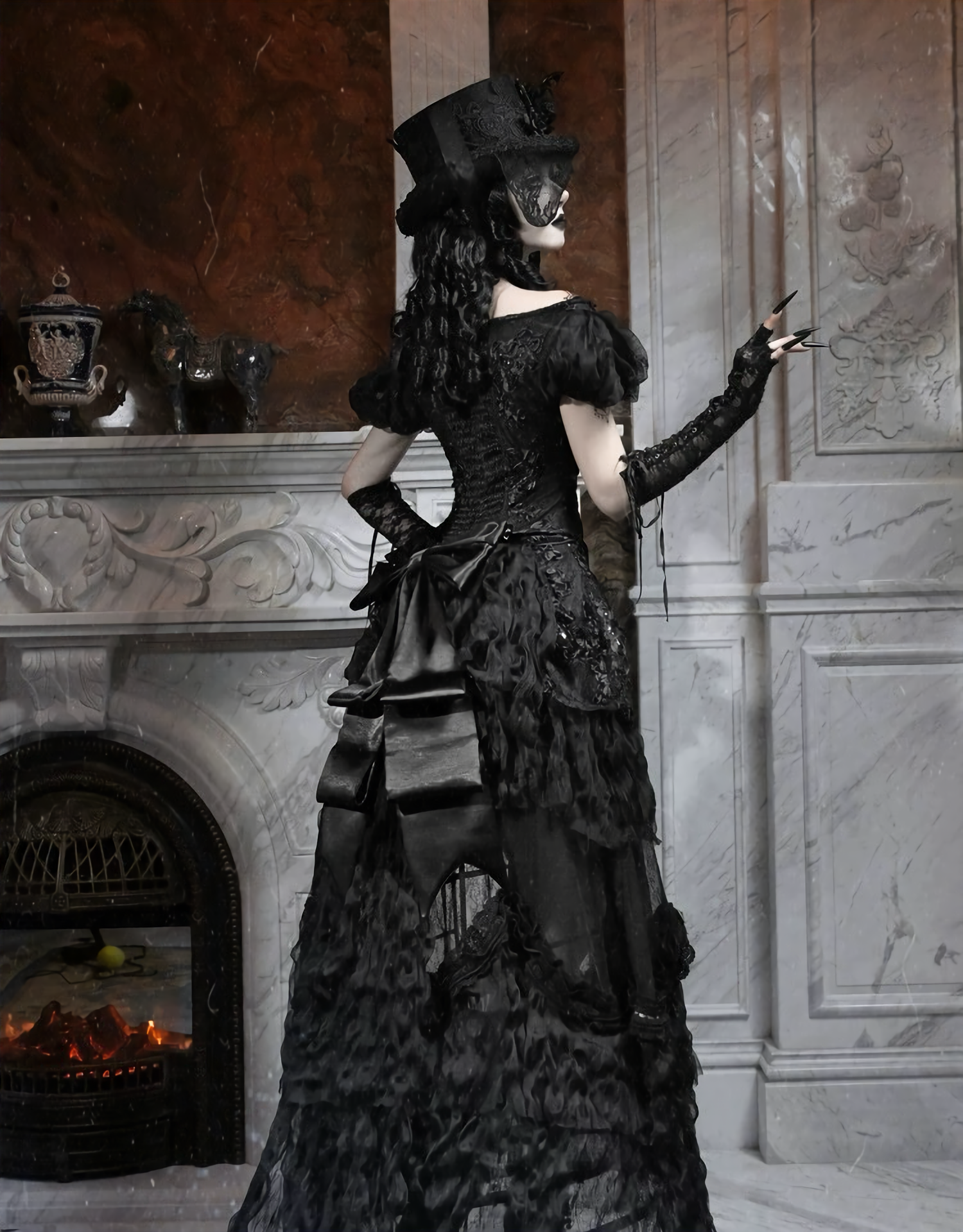 Goth One Shoulder Puff Sleeve Top / NC01