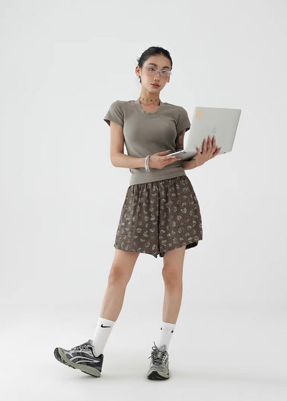 American Retro Drape Flower Pants Shorts & Long Pants / AS1283