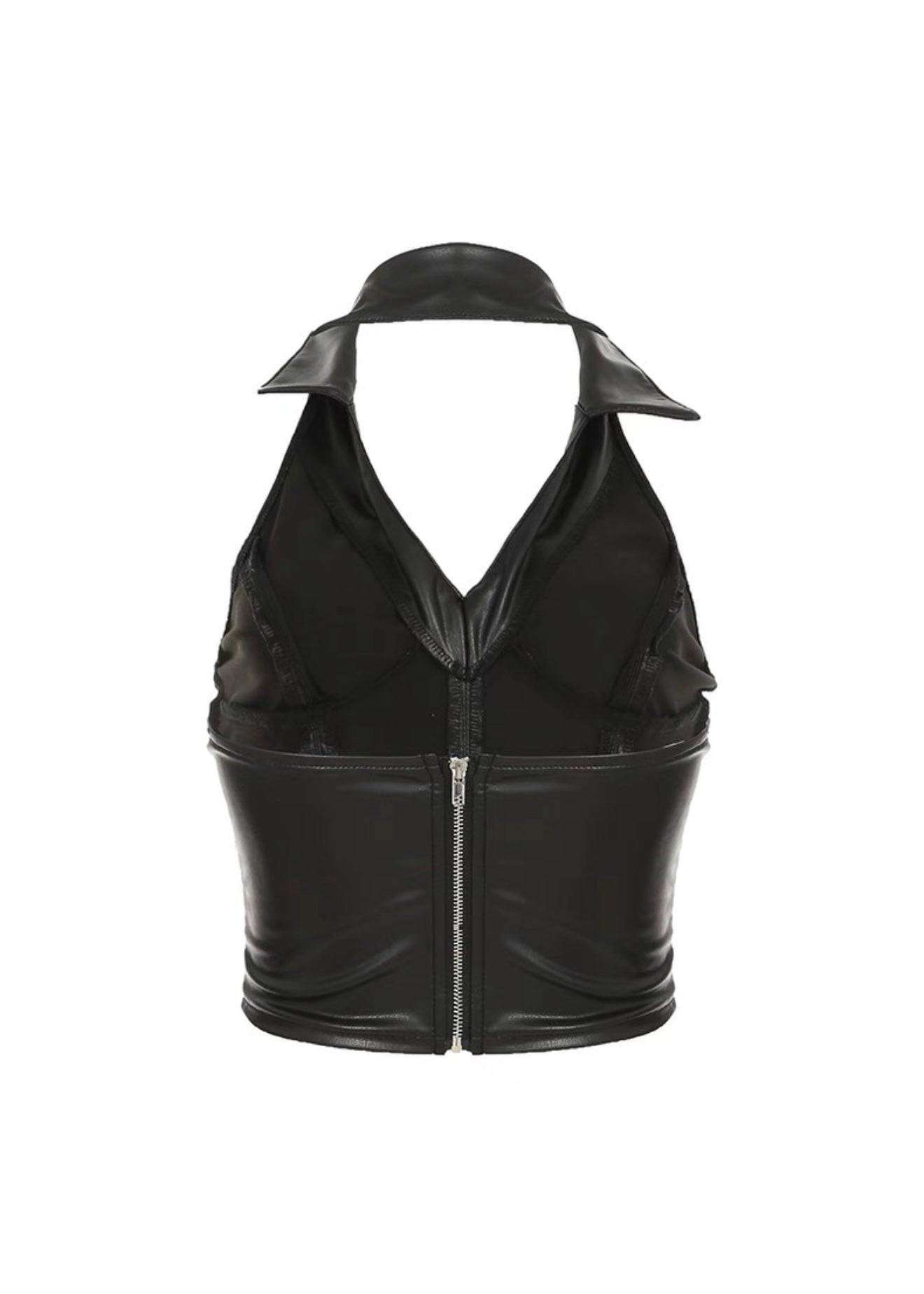 PUレザーバックレスジッパーベスト / VO1247