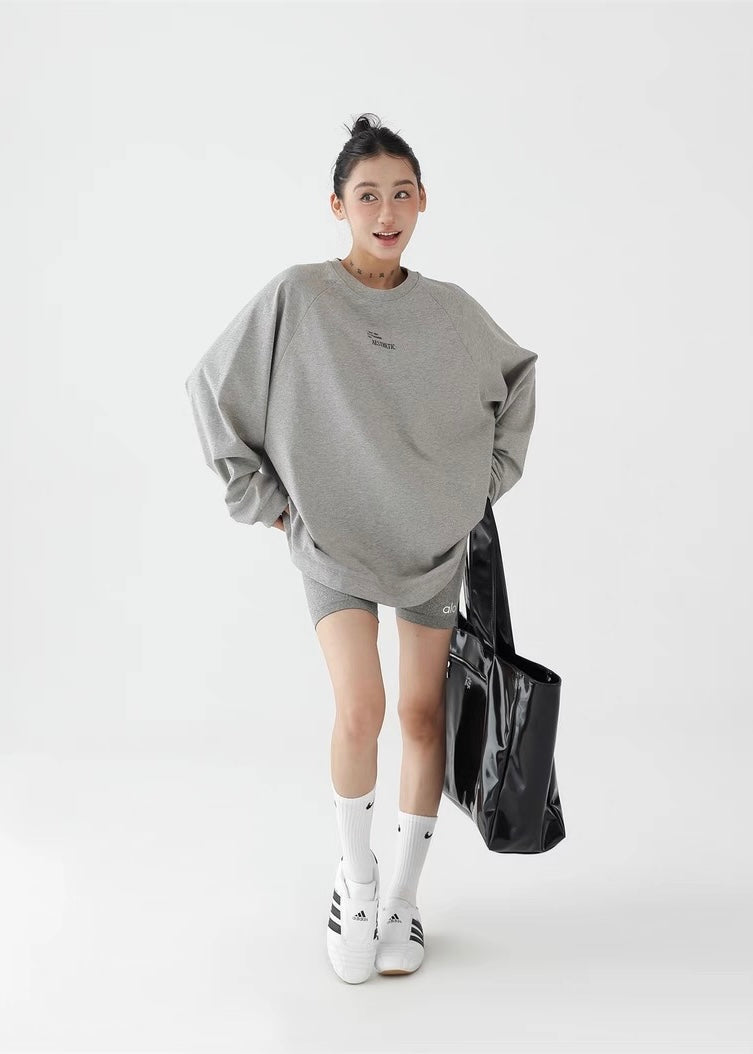 Basic print round neck long sleeve shirt / AS1263
