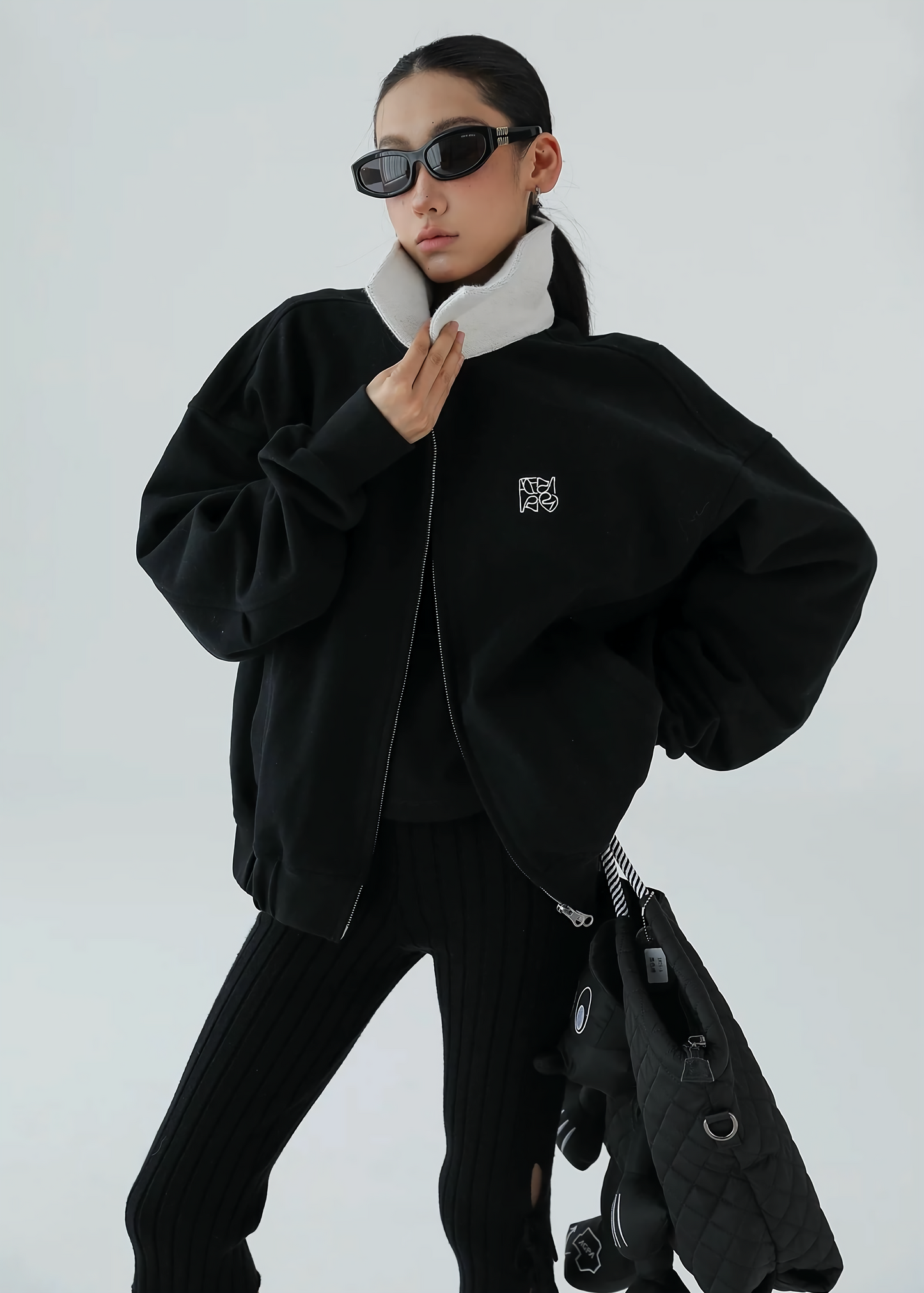 lapel zipper cardigan jacket / AS1143 