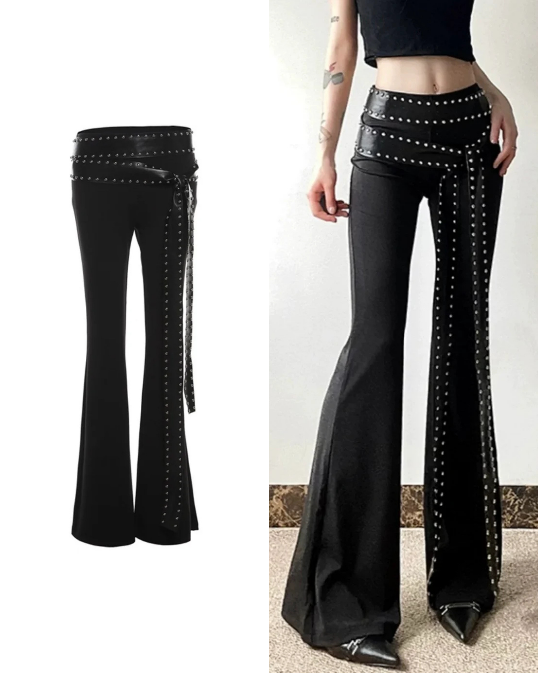 スタッズベルト付きフレアパンツ / VO1187