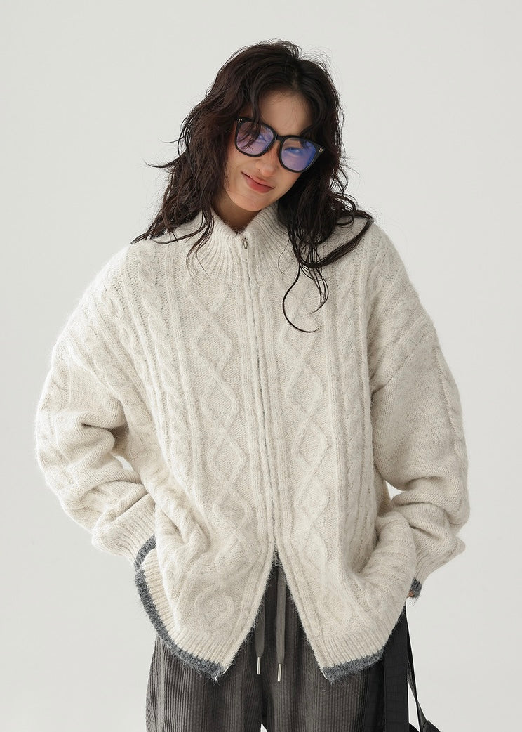 double zip knit cardigan / AS1184 