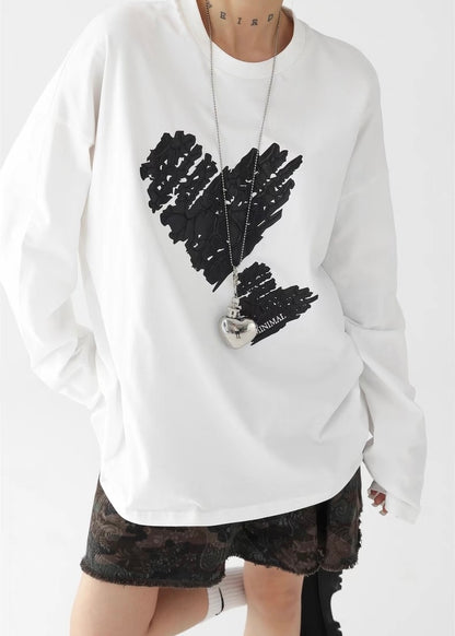 Love offset loose round neck long sleeve / AS1278