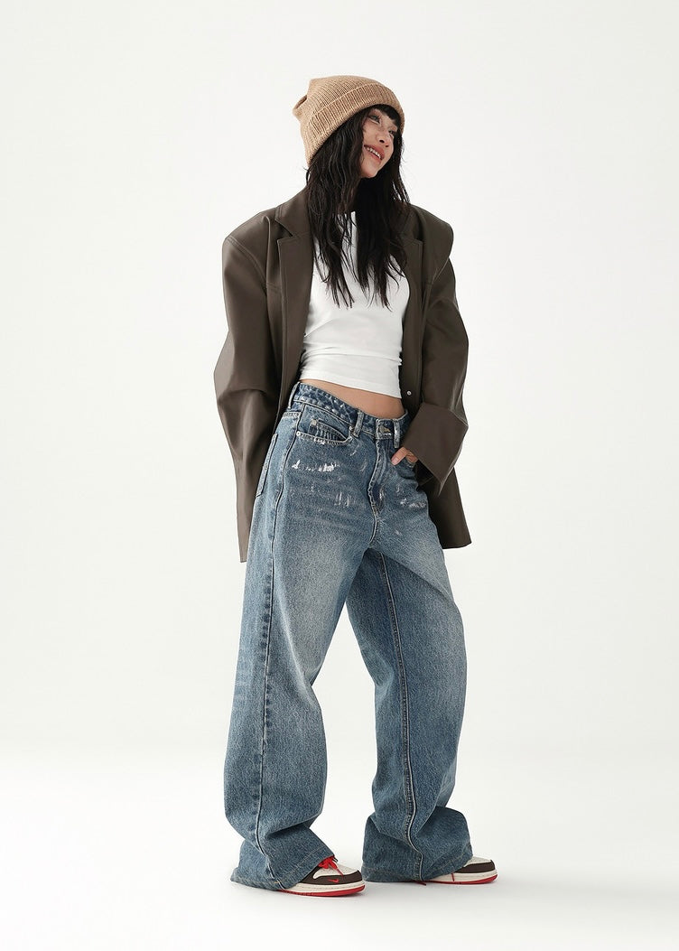 Straight wide denim pants / AS1220