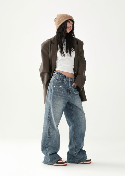 Straight wide denim pants / AS1220