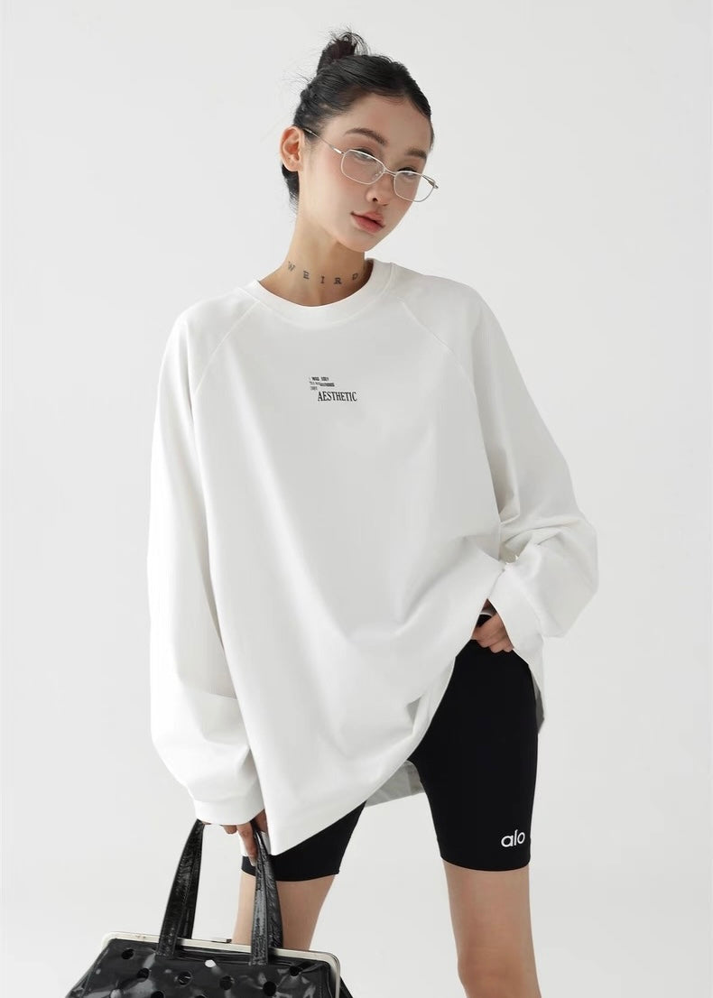 Basic print round neck long sleeve shirt / AS1263