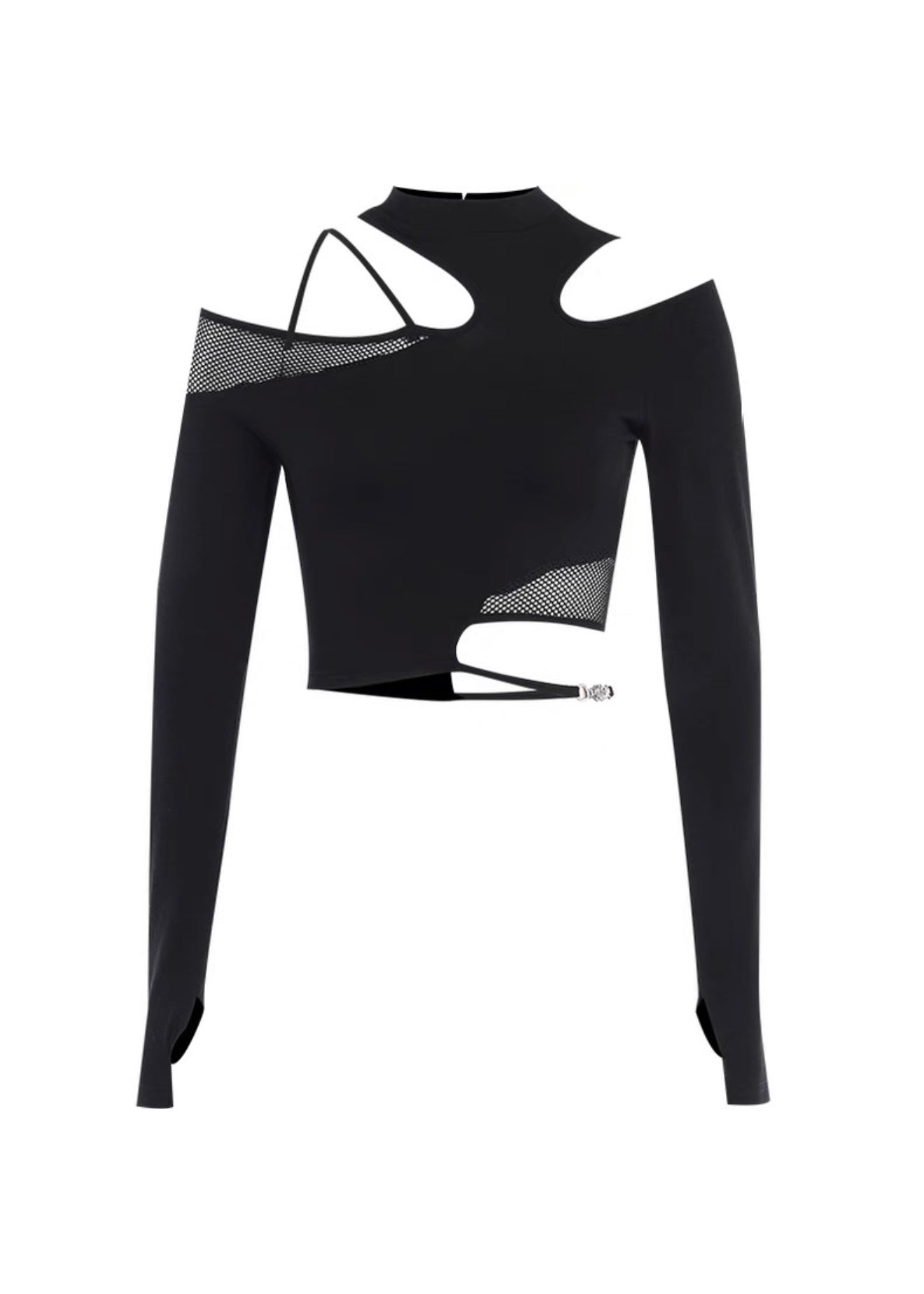 アシンメトリーネックカット長袖シャツ / VO1159