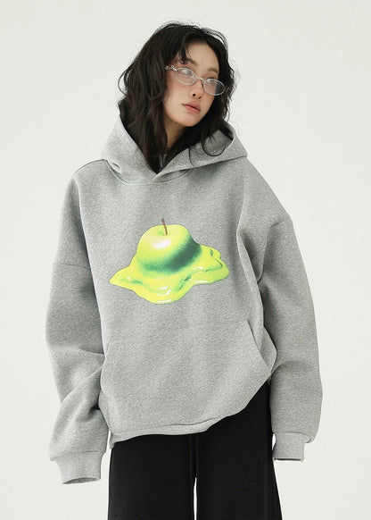 apple print hooded pullover / AS1174