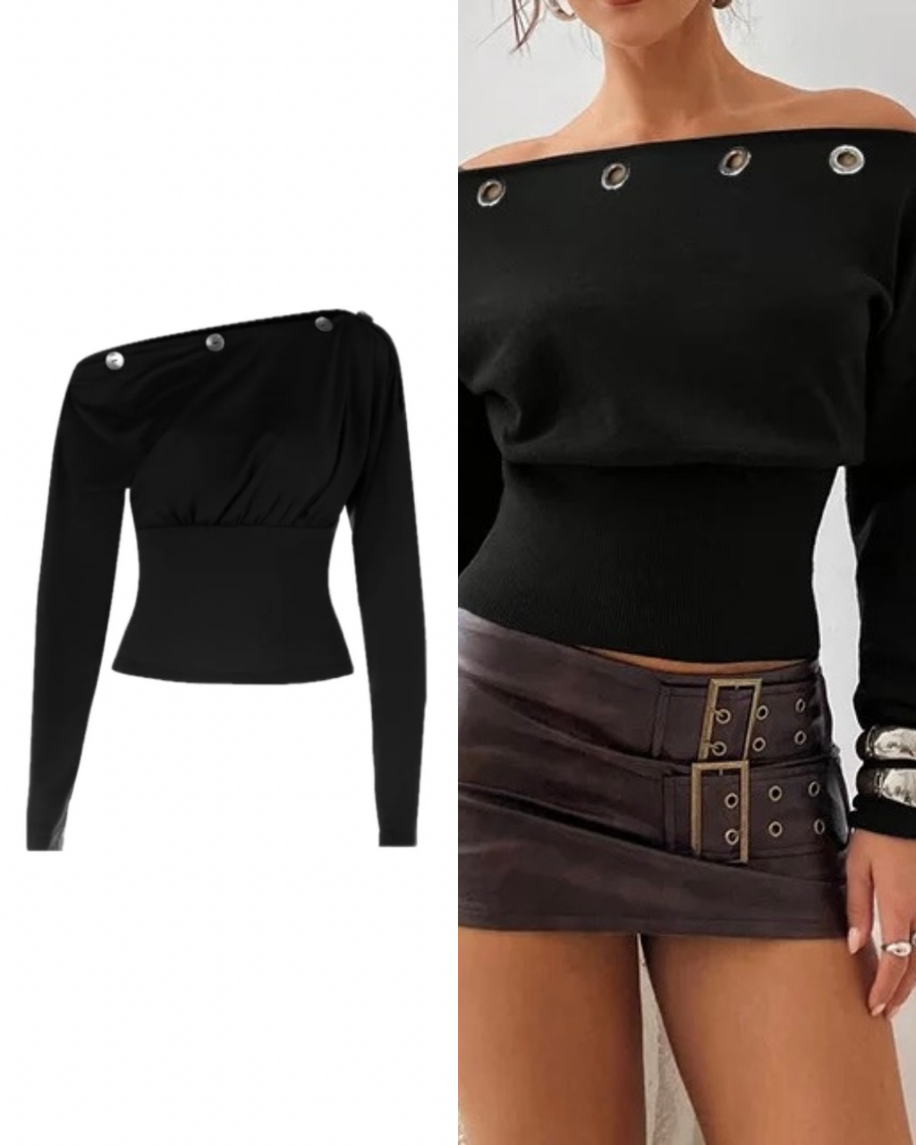 スラントネックオフショルダー長袖T / vo1265