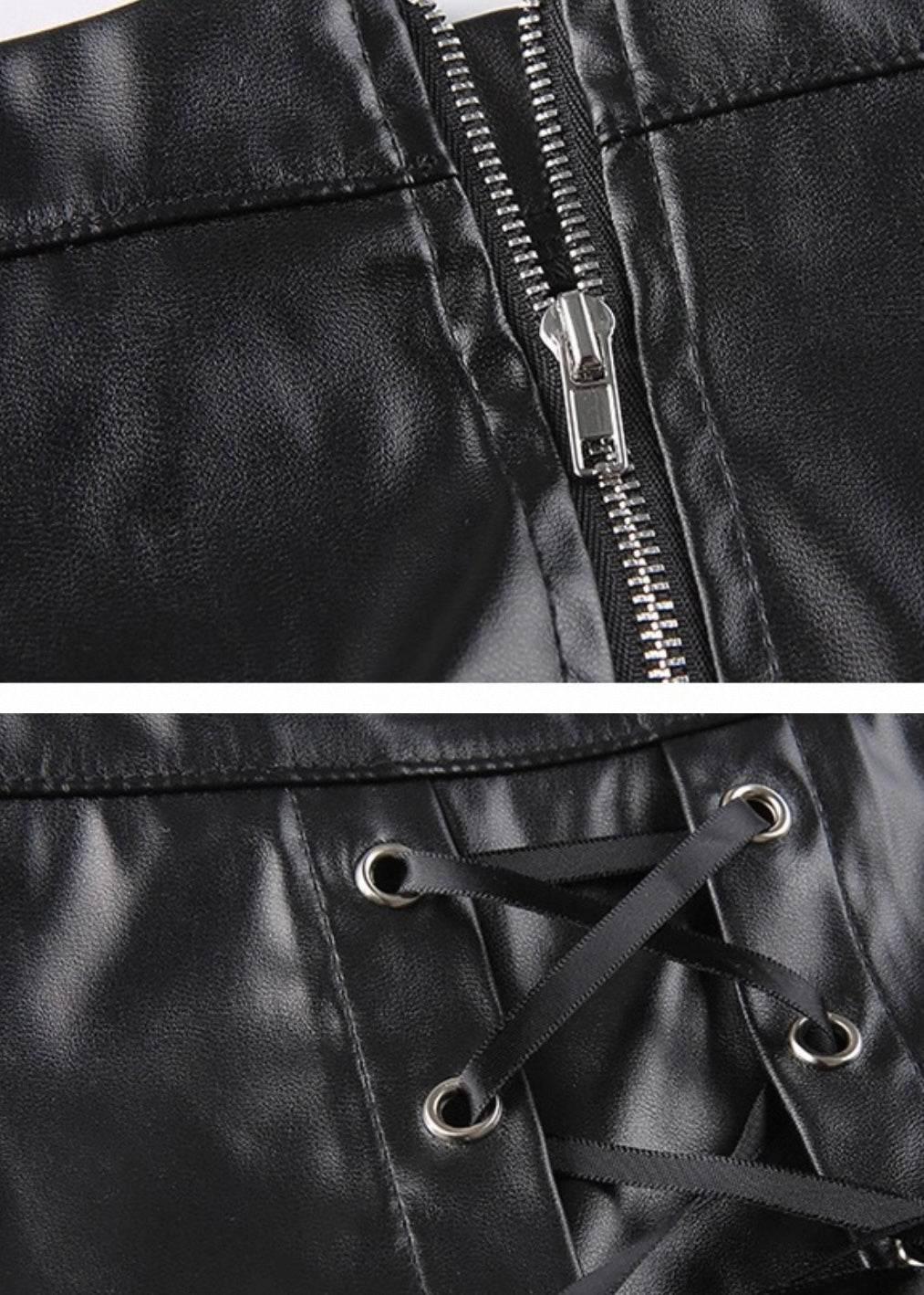 PUレザーレースアッププリーツスカート / VO1205