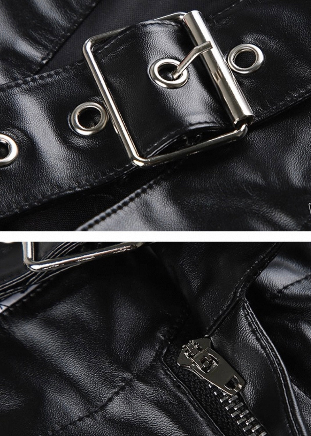 メタルバックルPUレザーフレアパンツ / VO1185