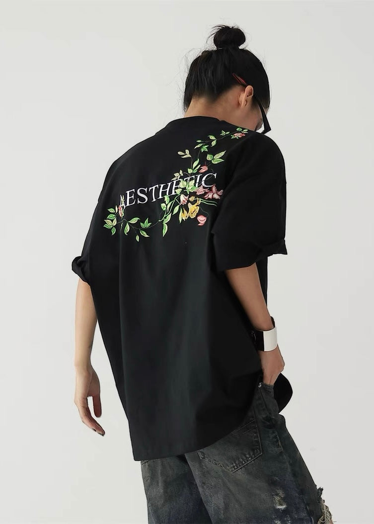 Back floral embroidery T-shirt / AS1310