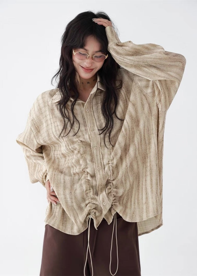 Ruffled drape casual long sleeve shirt / AS1262
