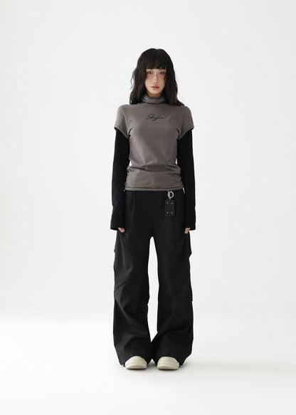 Fake Two Piece Slim T-Shirt & Loose Long Sleeve T-Shirt / AS1238