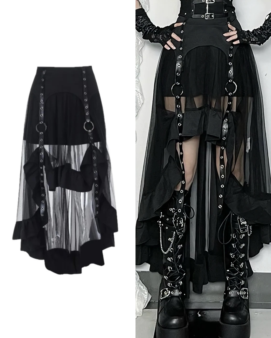 サスペンダーロングレーススカート / vo1277