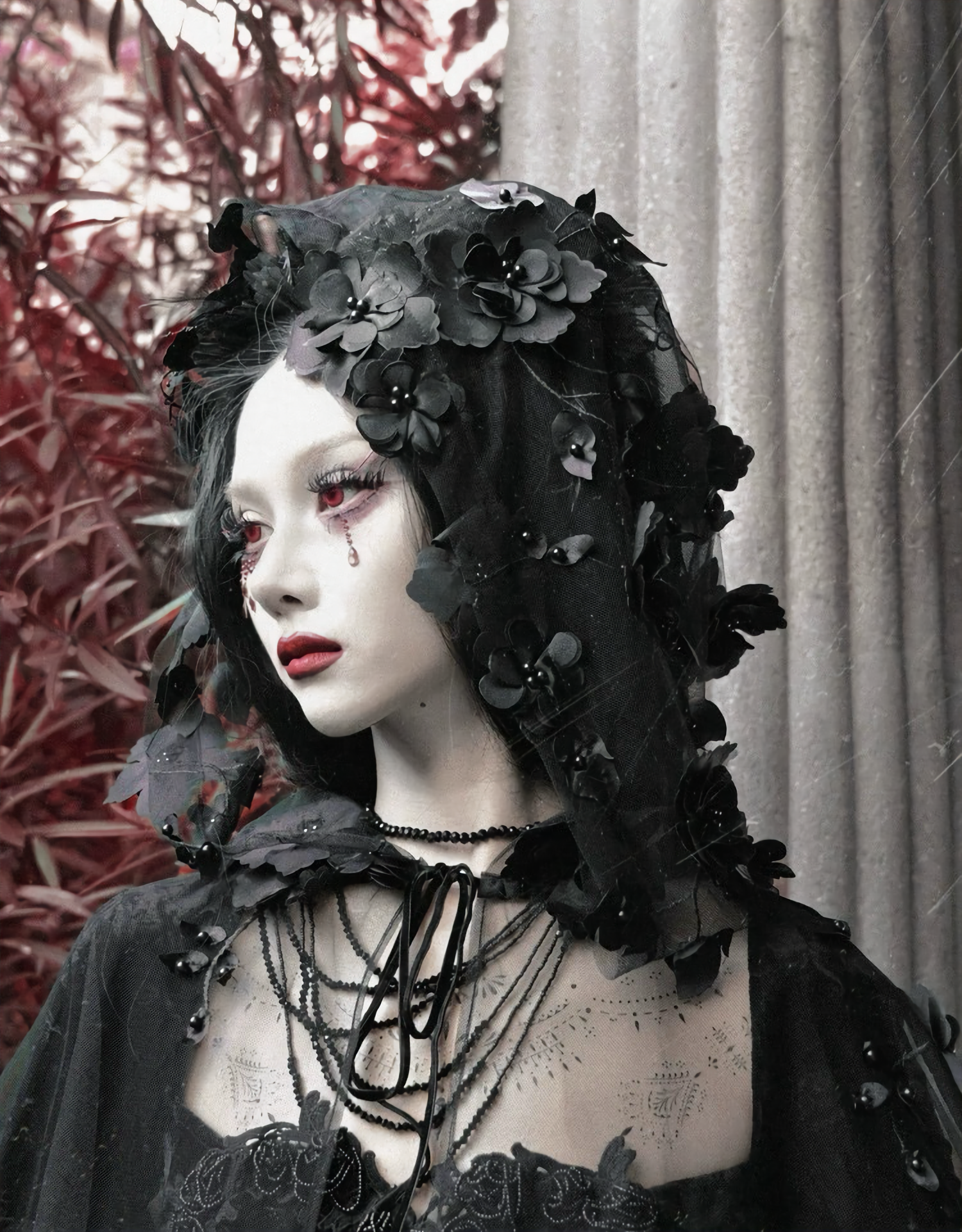 Gothic Beaded Embroidered Hooded Cape / CT04