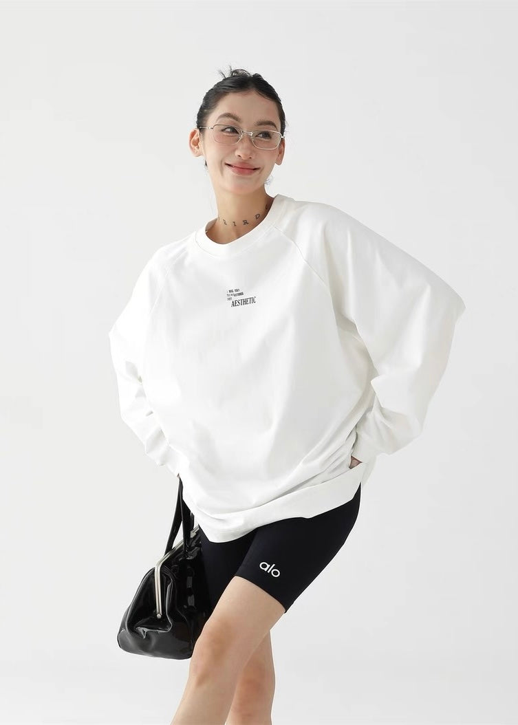 Basic print round neck long sleeve shirt / AS1263