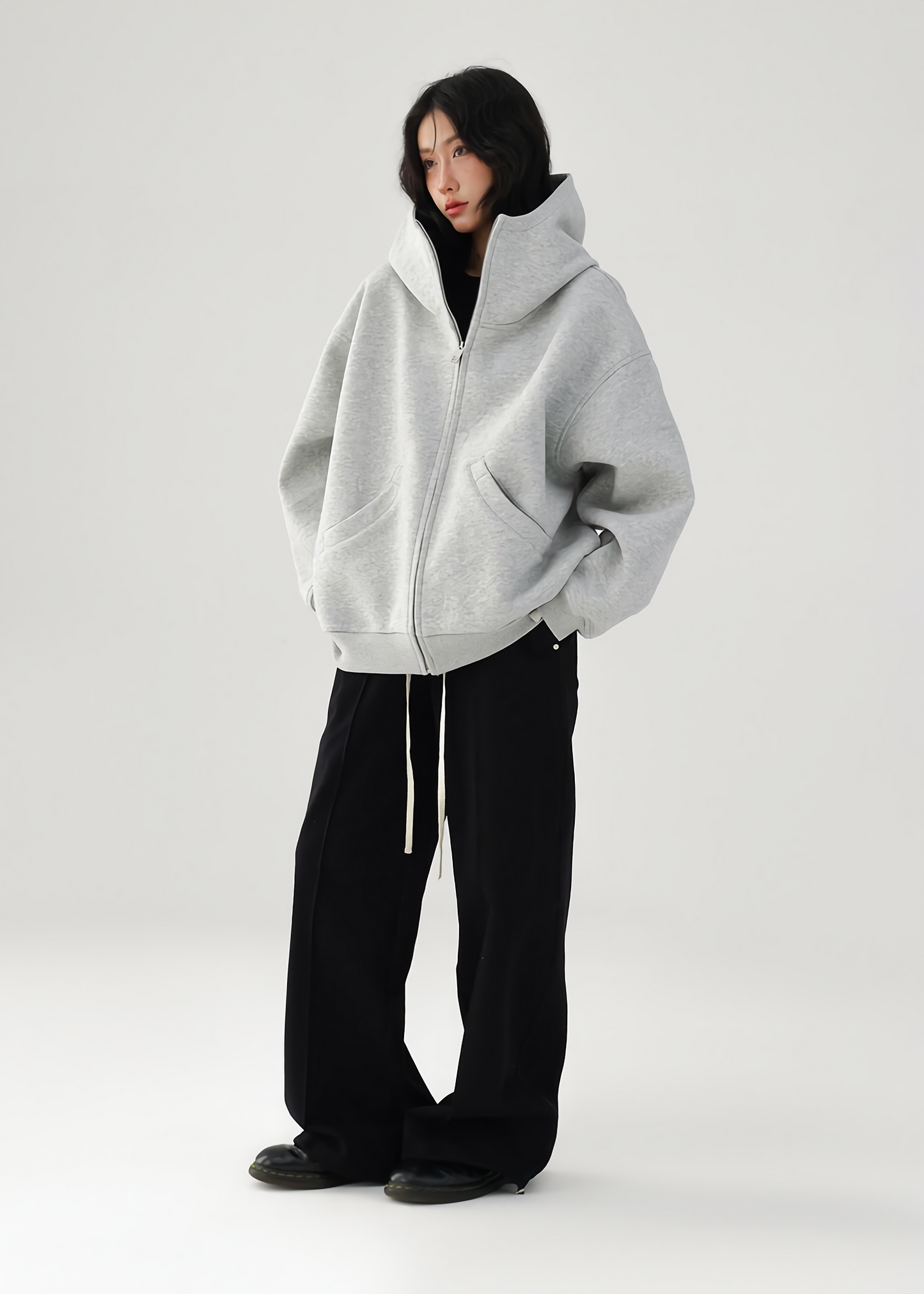 padded hooded zip sweatshirt / AS1145 