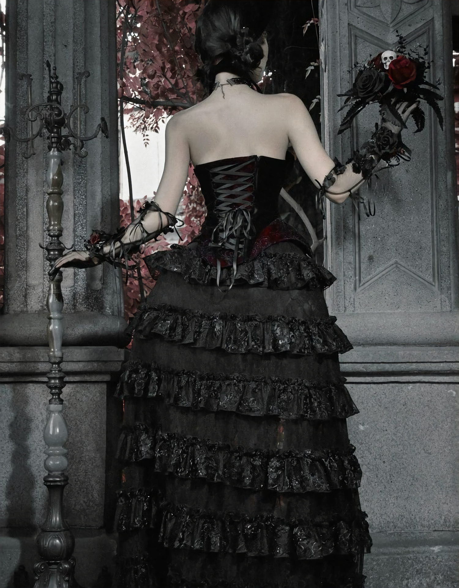 Scarlet Gothic Multi-Layer Tailored Skirt ＆ Cage Petti Coat / CT02