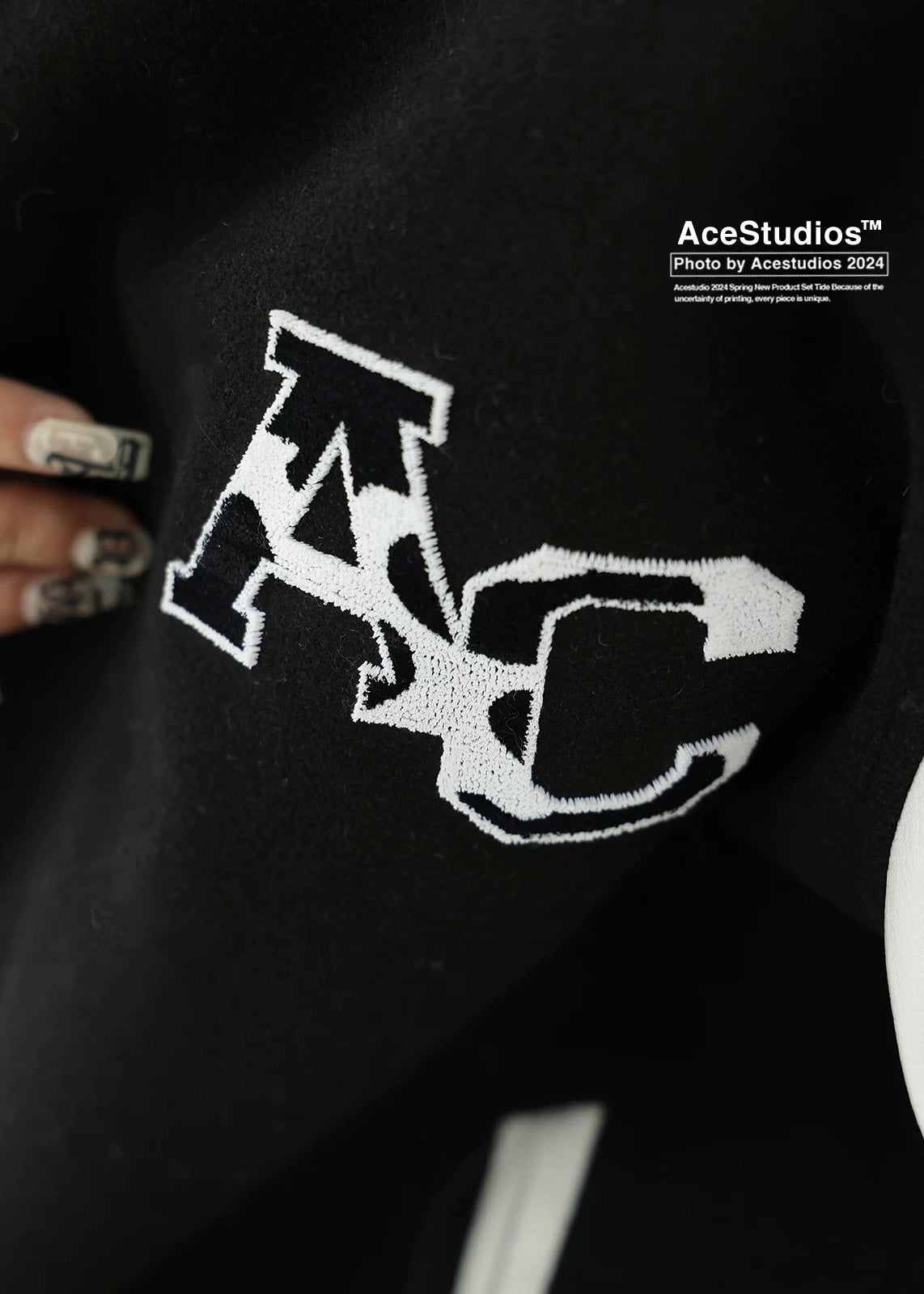 bicolor loose fit stadium jacket / AS1152