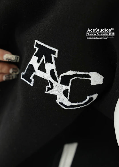 bicolor loose fit stadium jacket / AS1152