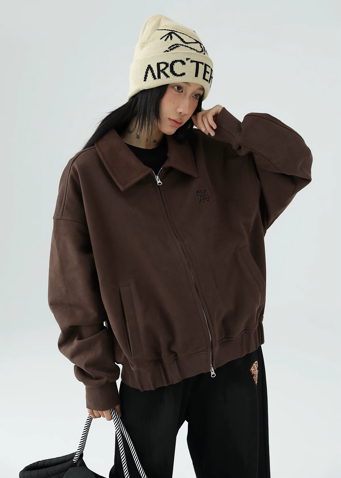 lapel zipper cardigan jacket / AS1143 
