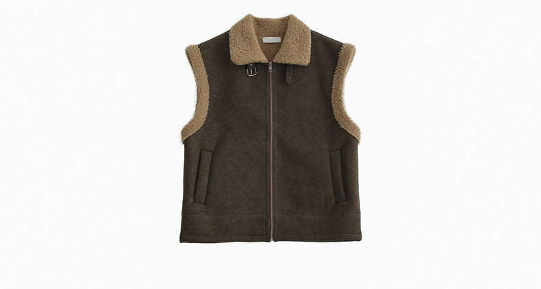 lamb fur fleece vest / AS1161