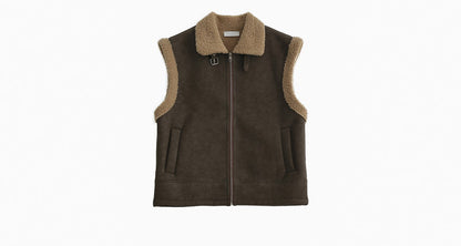 lamb fur fleece vest / AS1161