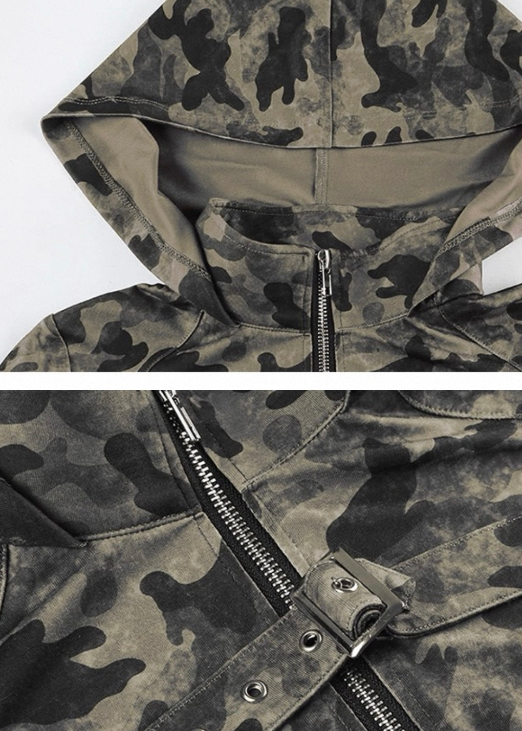 フード付き迷彩柄ダブルジップジャケット / VO1228