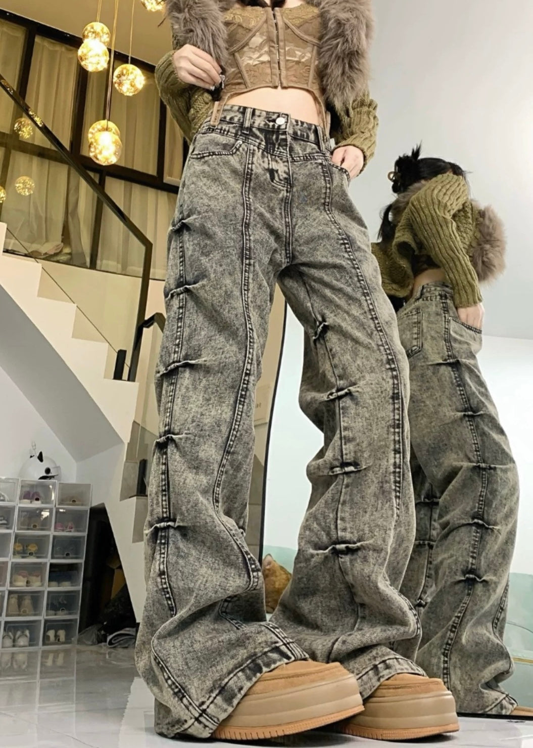 サイドタックデニムフレアパンツ / VO1163