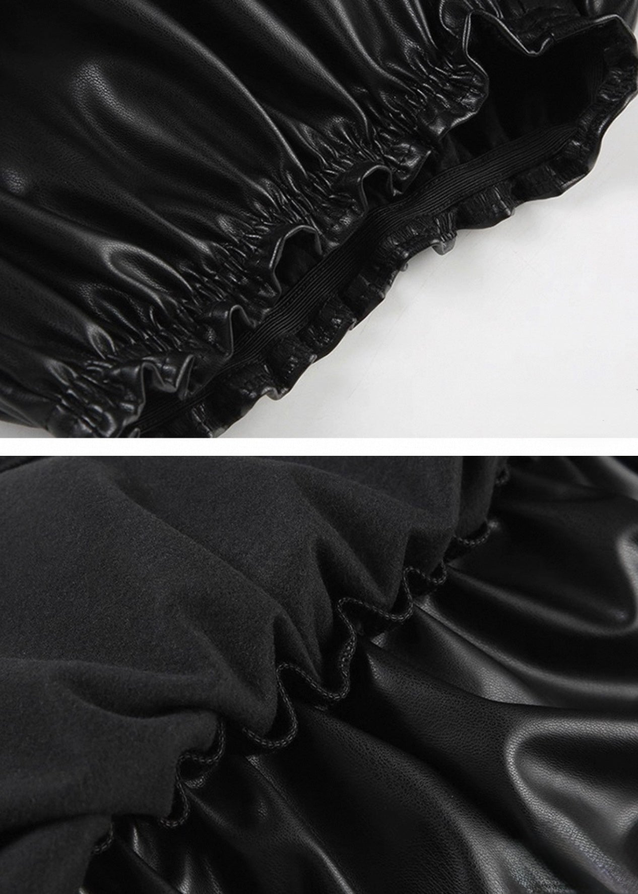 PUレザーショートフラワーパンツスカート / VO1127