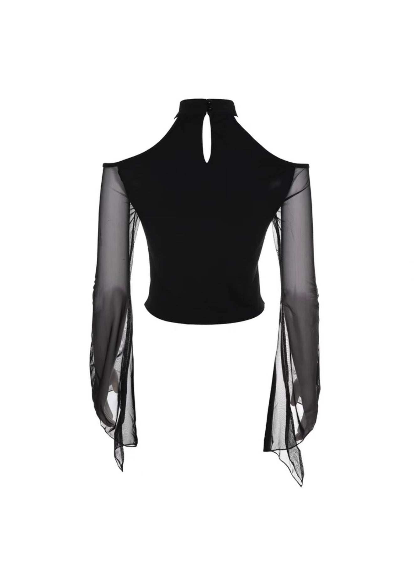 レースアップメッシュスリーブトップ / VO1153