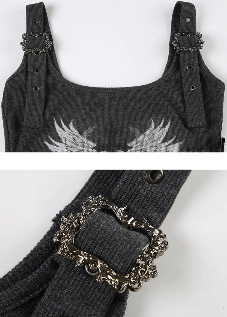 メタルバックルショルダートップ / VO1106