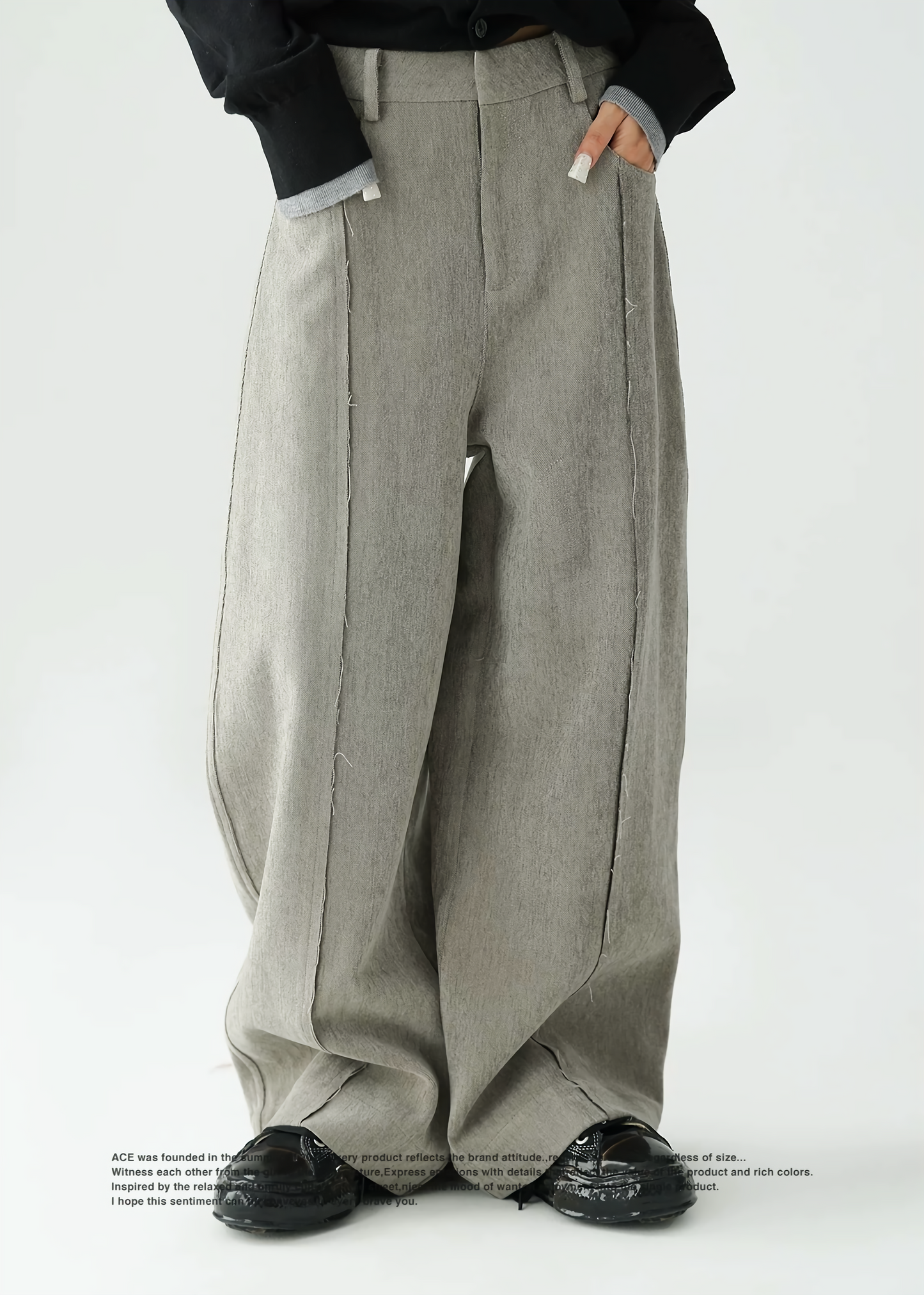 Loose casual chenille wide leg pants / AS1146 