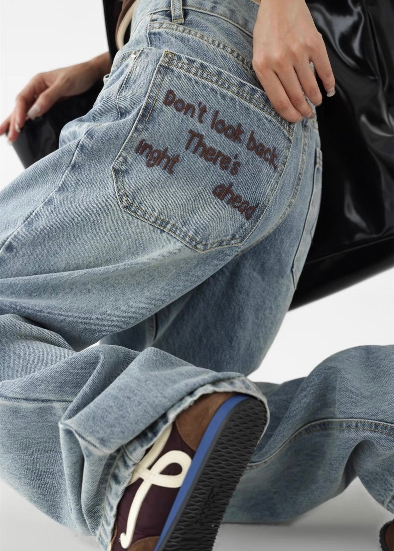 Blue Letter Denim Pants / AS1270