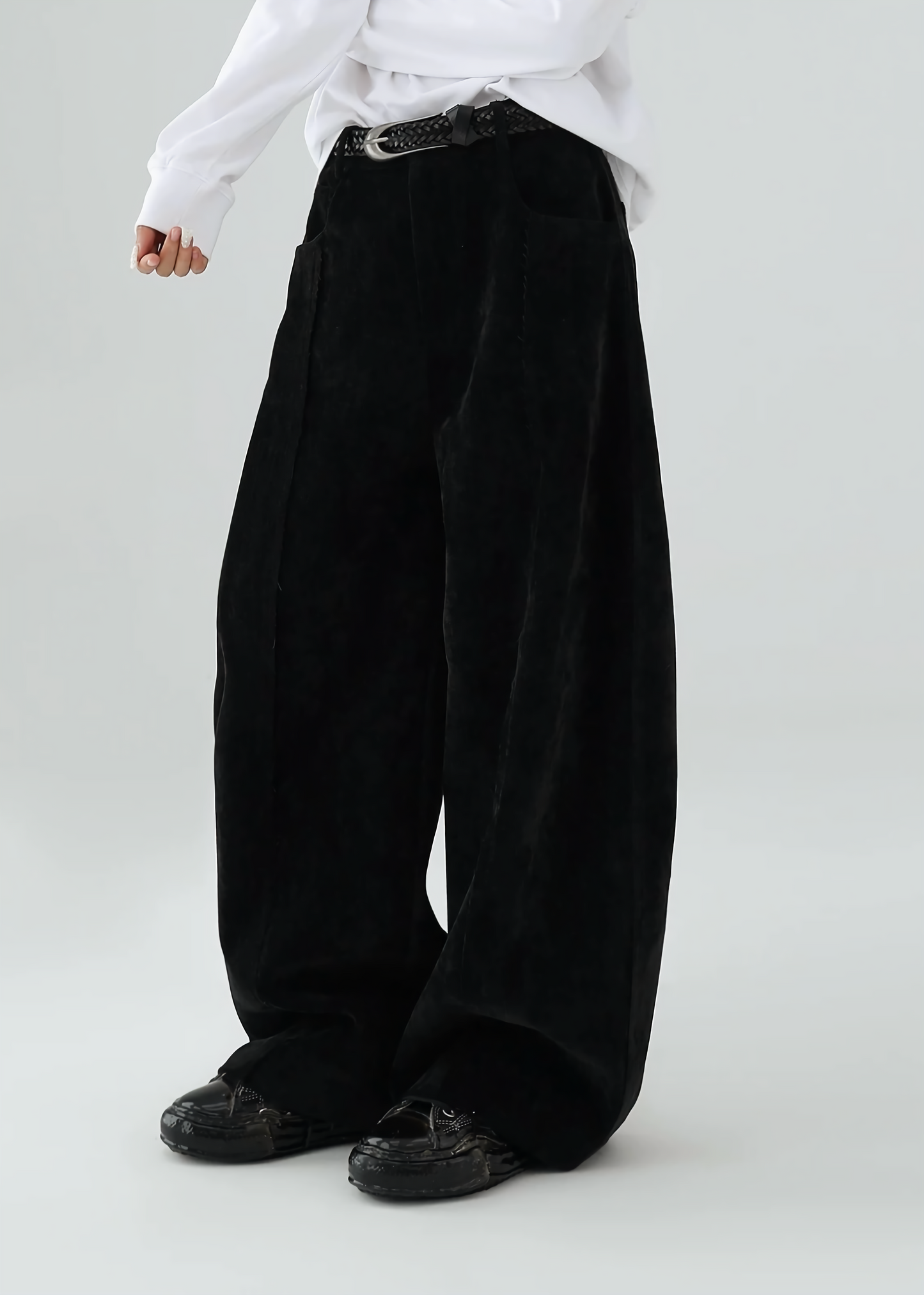 Loose casual chenille wide leg pants / AS1146 