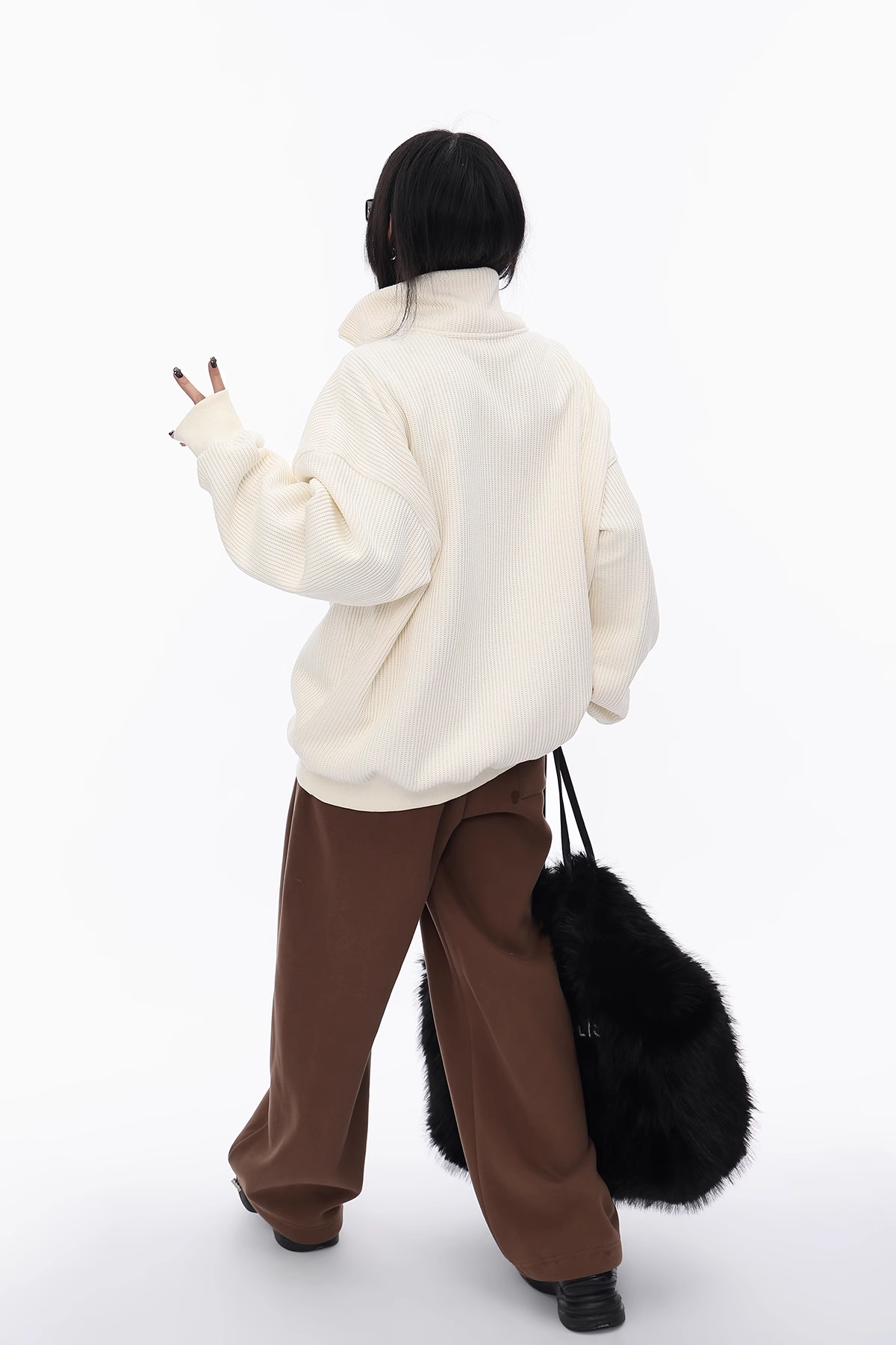 half-zip waffle knit / as1115