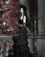 Crimson Gothic Velvet Corset Bustier & Gloves / CT01