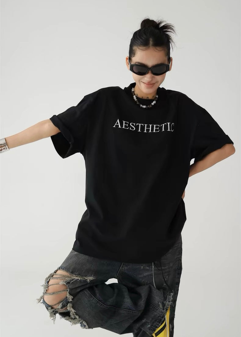 Back floral embroidery T-shirt / AS1310