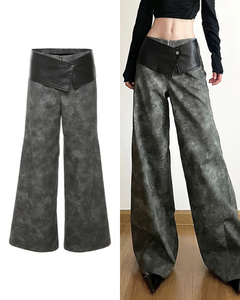 PUレザーワイドレッグパンツ / VO1209