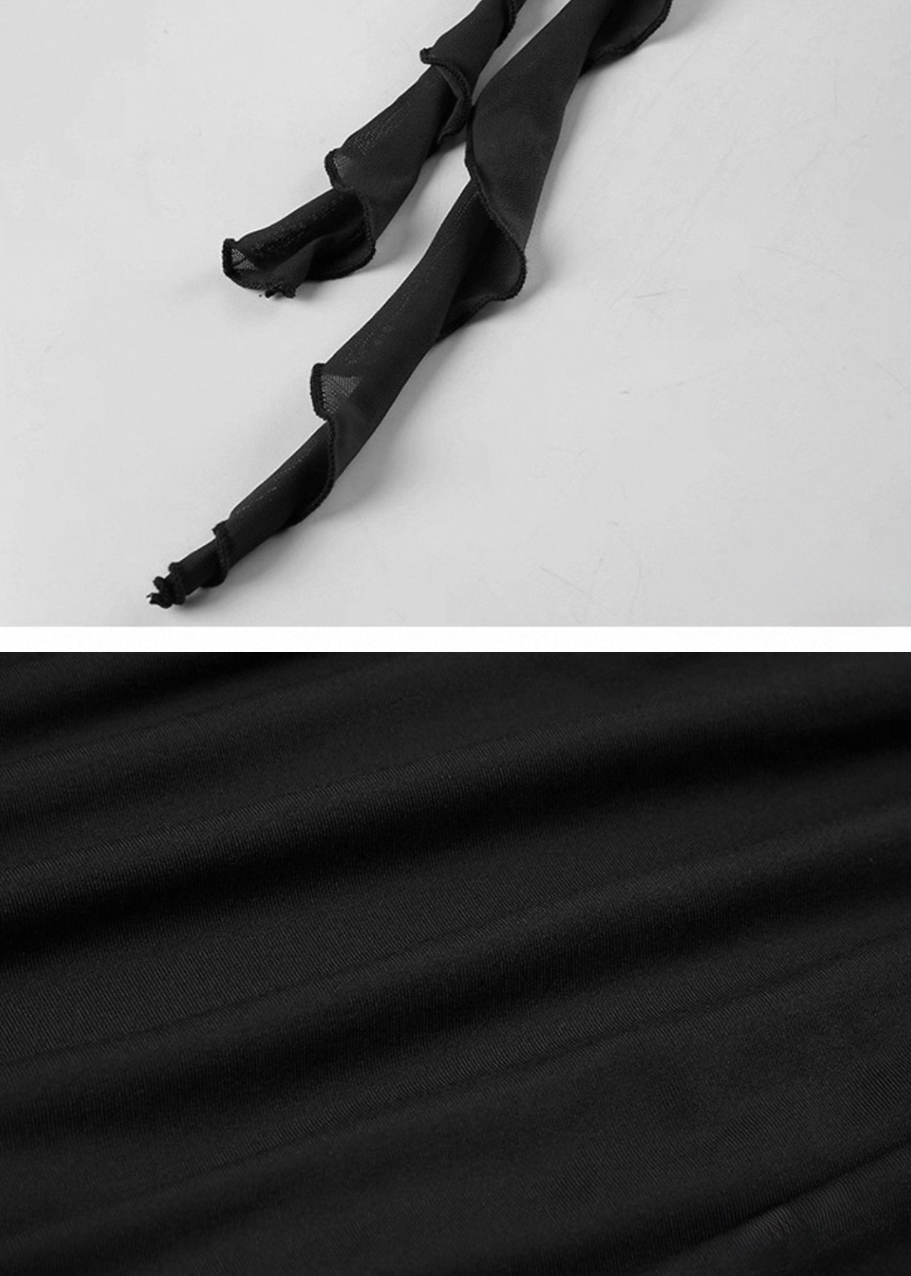 PUレザーパッチワークトップ+ドレープデザインミニスカート / VO1128