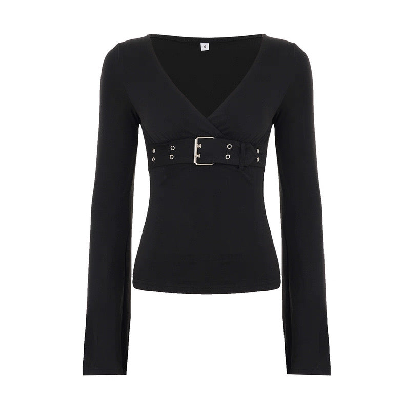 バックルデザイン長袖シャツ / VO1262