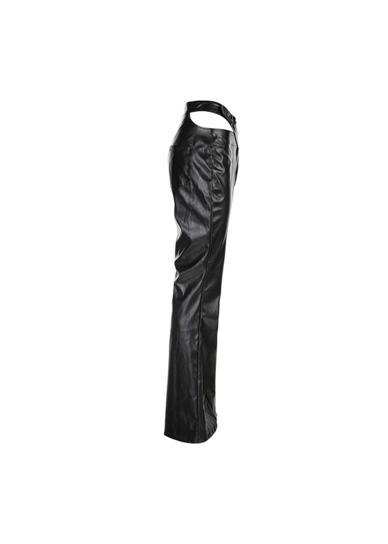 メタルバックルPUレザーフレアパンツ / VO1185