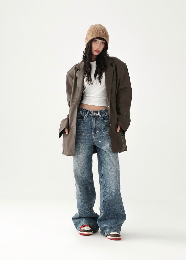 Straight wide denim pants / AS1220
